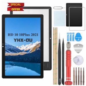 YHX-OU Touch Screen LCD Replacement For HD 10 10Plus 2021 11th Gen LCD Display Unit Digitizer Front Glass Panel Black with Tools