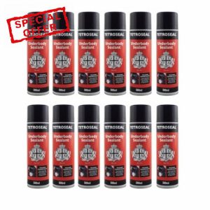 Tetroseal 12 X Aerosol Underbody Sealant Car Underseal Spray 500ml Seal Protection Spray Simple black finish with a long lasting protective coating