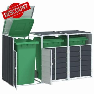 Juroupi Wheelie Bin Storage for Triple Bins Anthracite 216x81x115 cm Steel