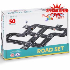 Playmags Magnetic Tiles Road Set - 50 Pcs STEM Educational Construction Toy Car Track - Building Blocks Magnet Toys for Toddlers - Safe for Ages 3+