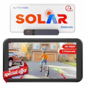 AUTO-VOX Solar Wireless Reversing Camera 5" 1080P Monitor: 5000mAh Battery 2 Mins DIY Installation & 2 Split Screen Reverse Camera Kit