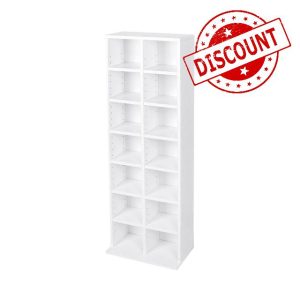 Hampton & Stewart New CD Media Display Shelf Unit Tower Rack Adjustable Shelves (White)