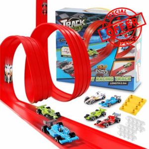 Flexible Toy Car Track Includes 4 Diecast Toy Cars for Racing