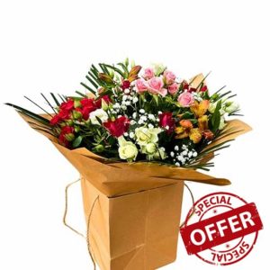 Floral Symphony Fresh Cut Flowers Mixed Spray Roses-alstroemeria-Babys breath Bouquet Delivery Bloom Arrangement Gift Perfect for Birthdays