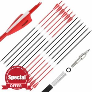 wolfman 30 Inches Archery Carbon Arrows Spine 500 Hunting Arrow Compound Arrow Recurve Arrow with 3" Feather Target Arrow for Recurve Bow Compound Bow