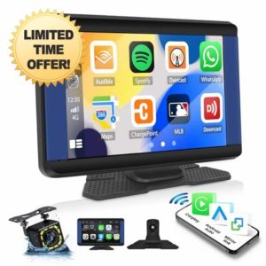 CAMECHO Wireless Car Stereo for Apple CarPlay Android Auto Portable Car Radio 7 Inch Touch Screen Wireless Carplay Screen with Backup Camera