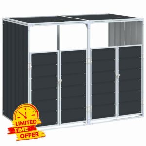 idaXL Double Wheelie Bin Storage - Anthracite Steel