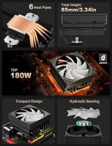 85mm Height Low Profile CPU Cooler 6×Ф6mm Heatpipes