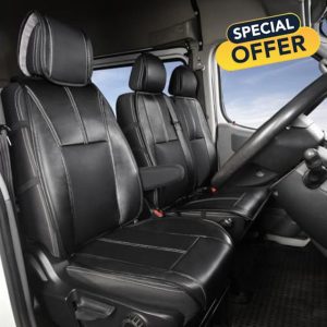 TOYOUN Universal Van Seat Covers PU leather Seat Cushions for 1+2 Van Seats Single Driver Double Passengers Seats Fit Most Vans Trucks Lorry
