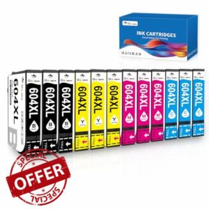 OINKWERE 12-Pack 604XL Ink Cartridges Replacement for Epson 604 Ink Cartridges Multipack for Expression Home XP-2200 XP-2205 XP-3200 XP-3205 XP-4200 XP-4205 WorkForce WF-2910 WF-2930 WF-2935 WF-295
