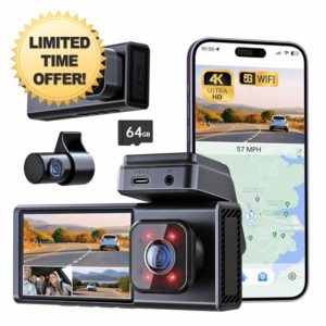 Pelsee P2T 4K 3 Channel Wi-Fi Dash Cam