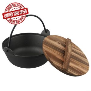 Outdoor Stove Cooking Pot (With Lid) Dutch Oven Cast Iron Camping Cookware
