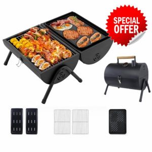 Stainless Steel Double Sided BBQ with Twin Sided Grill Function