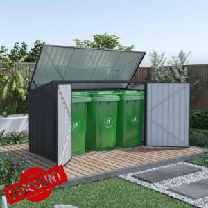 BillyOh Metal Shed Garbage Triple Wheelie Bin Storage Box
