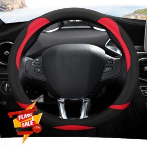 KCBHSH Microfiber Leather Car Steering Wheel Cover For Peugeot 208 2012~2018 For Peugeot 308 2014~2021 2008 2013~2018 Auto Accessories Steering Wheel Cover(Color 2)