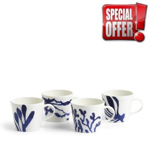 Royal Doulton 1815 Pacific Mug 400ml 13.5oz 2025 Mixed Patterns Blue Set of 4