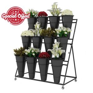 Florist 3-tier Flower Display Stand with 12 Buckets