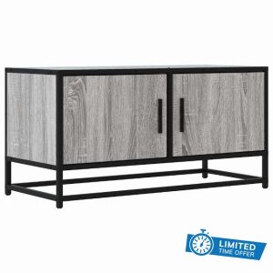 idaXL TV Cabinet Stand/Media Unit - Grey Sonoma Engineered Wood & Metal - Modern Home/Office Furniture