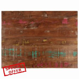 idaXL solid reclaimed wood table top replacement - 80x60 cm - rustic charm for indoor/outdoor dining