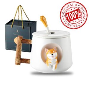Fcairfinity Cute Ceramic Coffee Mug with 3D Shiba Inu