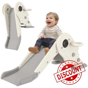 AIYAPLAY Kids Slide with Basketball Hoop