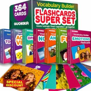 QUOKKA 364 Flash Cards for Kids Adults - Real-Life Large Preschool Flash Cards for Speech Therapy
