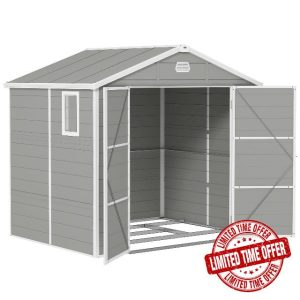 Outsunny 8 x 6ft Plastic Garden Storage Shed with Foundation Kit