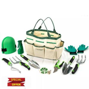 Crystals Garden Tools Set - 11 Pieces Gardening Hand Tools Set with Storage Bag - Gardening Gifts for Women & Men - Garden Multi Tools Gift Set for Gardening Lovers