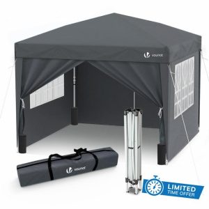 VOUNOT 3m x 3m Pop Up Gazebo with Sides & 4 Weight Bags & Carry Bag