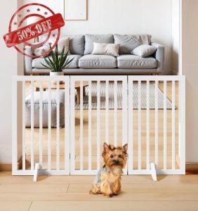 The Fellie Wooden Freestanding Pet Gate for Dogs