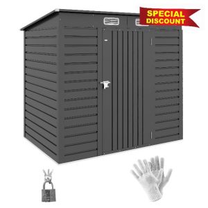 Outsunny 6.3 x 4.3FT Garden Shed. Galvanised Metal Shed