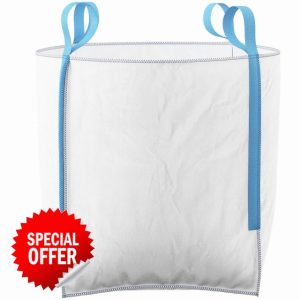50 Pack Extra Large FIBC 1 Tonne Builders Bulk Bag 90cm x 90cm x 90cm - Garden Building Waste Jumbo Ton Heavy Duty White Sack 50 Pcs