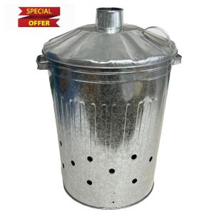 AB Tools Large Galvanised Incinerator Bin + Lid Garden Rubbish Leaf Waste Burner 1pc