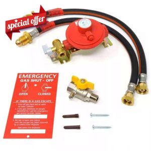 Catering Parts UK Manual Changeover Regulator Kit Wall Mounted 37mbar For 2 Propane LP LPG Gas Bottles Two Cylinders Static Carava