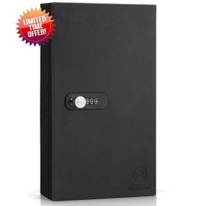 ORIGINAL BLUEPRINT Faraday Box for Car Keys Wall Mounted with Security Lock - RFID Signal Blocking Anti Theft Key Box with Magnetic Closure - Keyless Car Key Signal Blocker Box - PU Leather (Black) XL