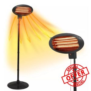 2KW Free-Standing Outdoor Electric Garden Patio Heater – Adjustable Height