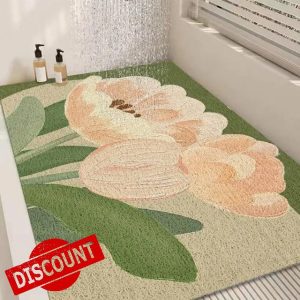 Floral Shower Mat Loofah Bath Mat for Bathroom