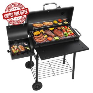 Offset Smoker BBQ Charcoal Grill: Outdoor Barrel Barbecue Oil Drum BBQ Grill for Garde