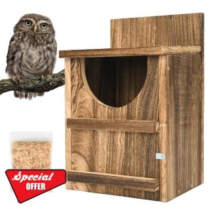 petour Owl House Wooden Bird House Cedar Nesting Box Prebuilt Owl Box For Outside Easy To Open Fronted For Many Different Species Of Garden Birds