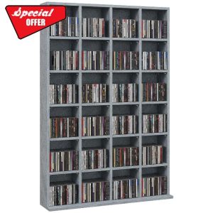 HOMCOM 480 CD/ 312 DVD Storage Shelf Rack Media Storage Unit Shelves Racks Wooden Display Unit with Adjustable Shelves