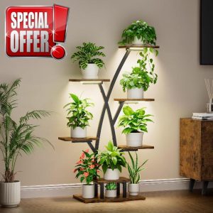 BACEKOLL Indoor Plant Stand with Grow Lights