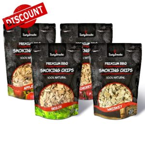 TastySmoke® High Quality Smoking Chips Set of 4 - Natural Wood Chips Made of Apple