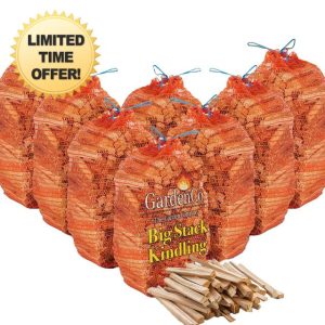 8x Nets Kiln Dried Kindling Wood - 20KG Bumper Pack of Bags Natural Firelighters For Woodburning Stove