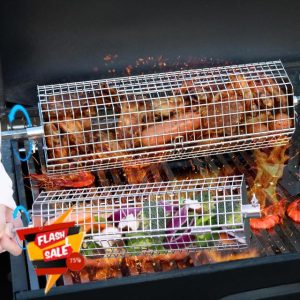 LANEJOY Rolling Grill Baskets with Removable Handle (Hexagonal)