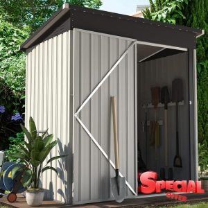 UNIONLINE Metal Shed| Garden Outdoor Storage Sheds | 150x86 cm | 5x3ft | Lockable Door | Small Outside Storage Box Waterproof | White