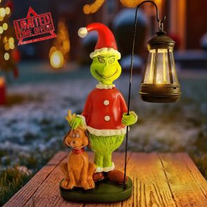 Sunshyne Christmas Decoration Garden Statues with Solar Light Resin Garden Sculptures for Yard Patio Balcony Lawn Outside decor(Stand)