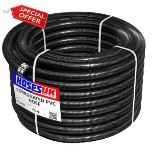 38MM ID - 15 METRE Corrugated Pond Pump Pipe/Hose/Flexi TUBING + Hose Clips