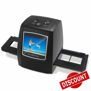Mini Digital Film & Slide Scanner – Converts 35mm Film Negatives & Slides to JPEG Images – Includes 2.4 LCD Screen – Easy Load Film Adapters