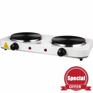 Warmhm 2000W Electric Stove Practical Two Burner Tea Cooker Food Heating Stove Coffee Heater with UK Plug
