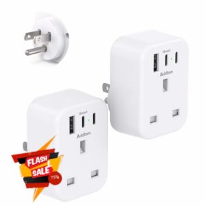 [2 Pack] UK to US Plug Adaptor